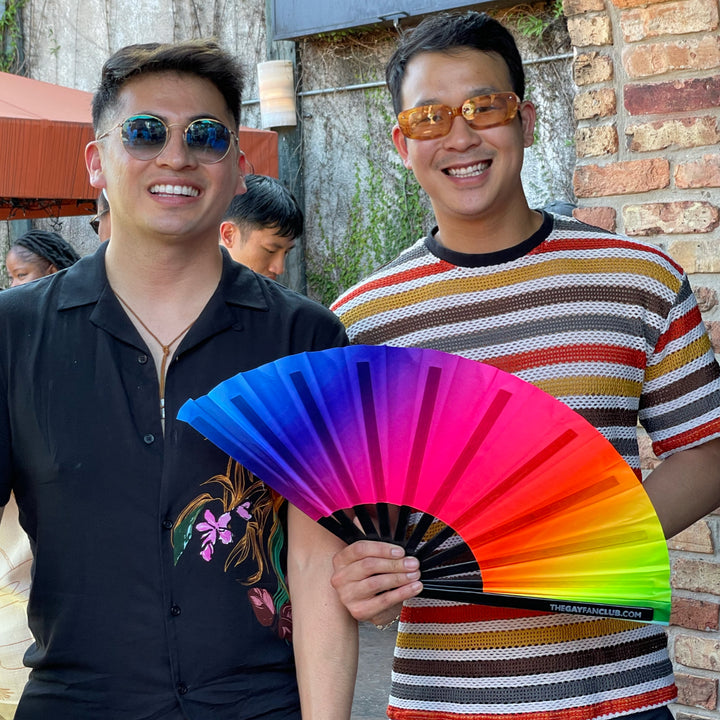 Rainbow Rave Fan (UV) - Best Pride Hand Fan - The Gay Fan Club