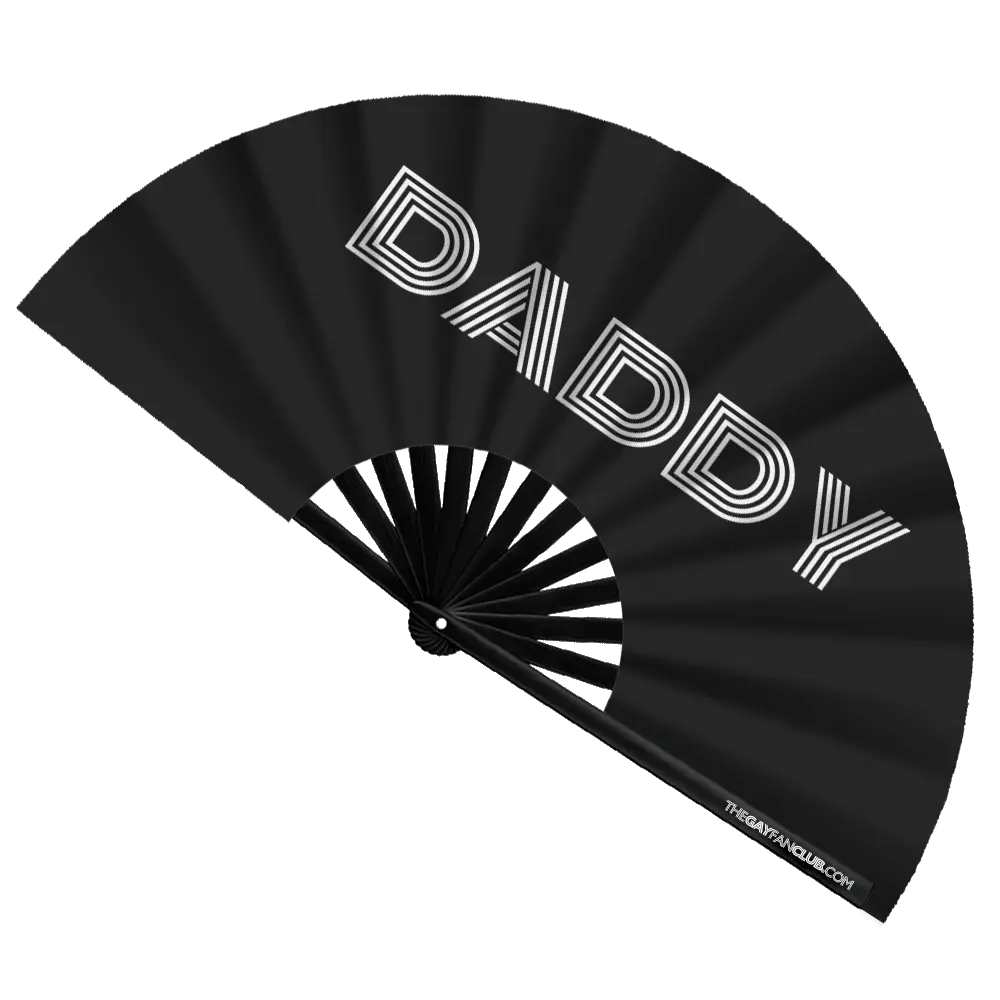 Daddy Fan – Black Bamboo Clack Fan for Raves & Circuit Parties