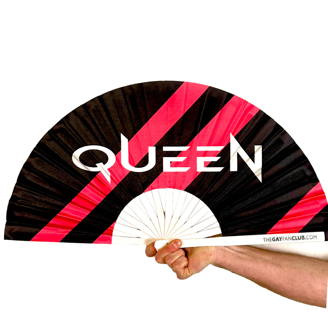 Queen Fan (UV) -Black Rave Fan - The Gay Fan Club
