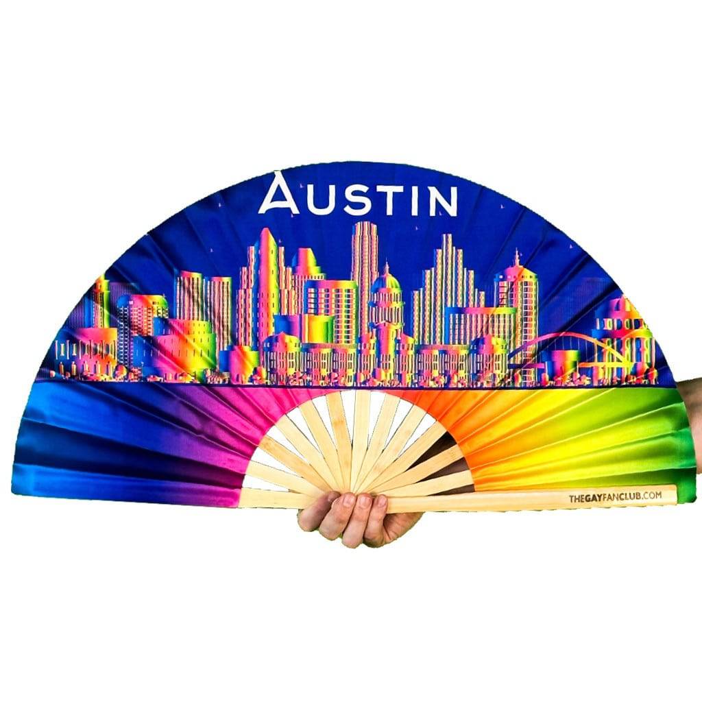 Austin Rainbow Fan - Austin, TX Hand Fan - The Gay Fan Club