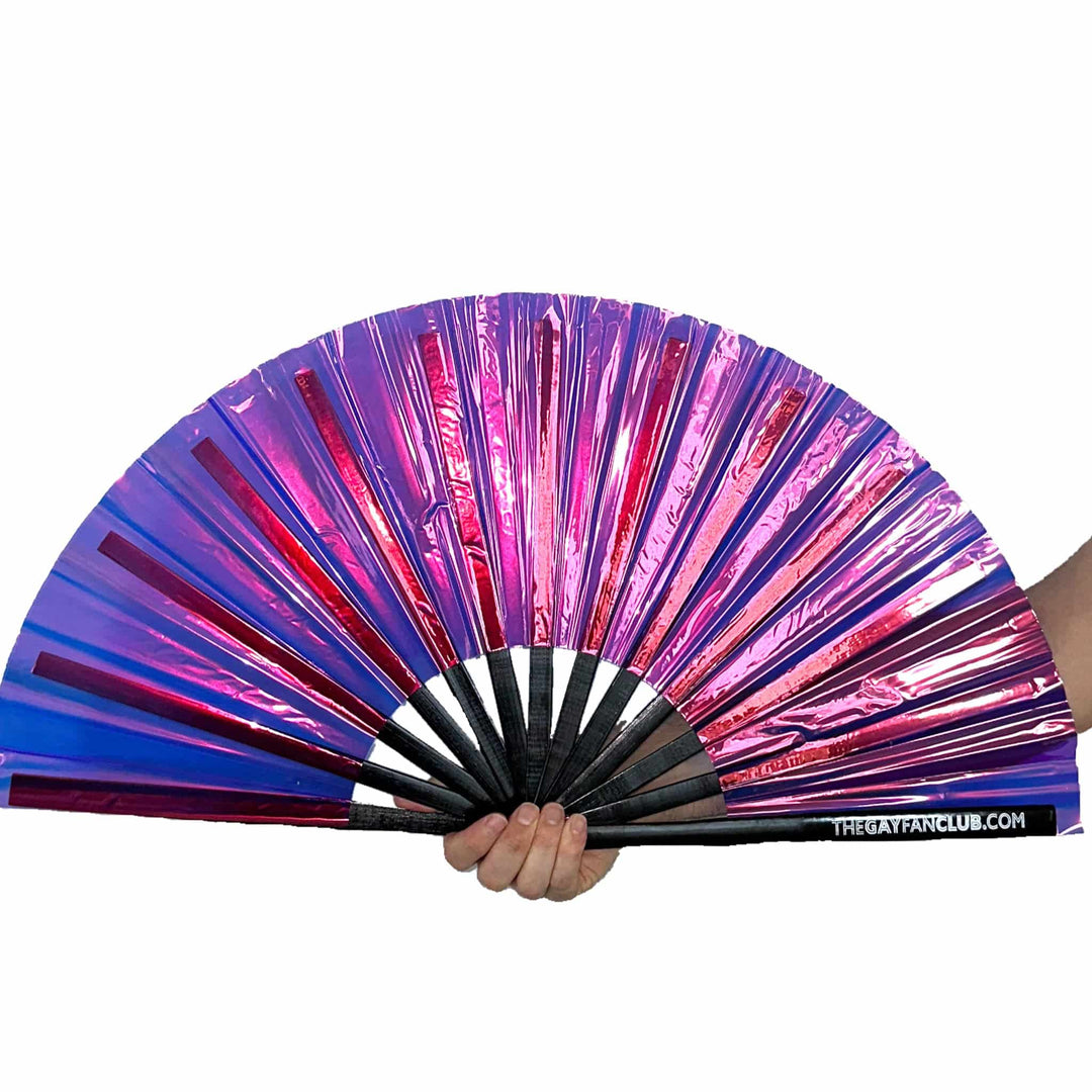 Purple Shimmer Fan | Holographic Bamboo Rave Fan - The Gay Fan Club