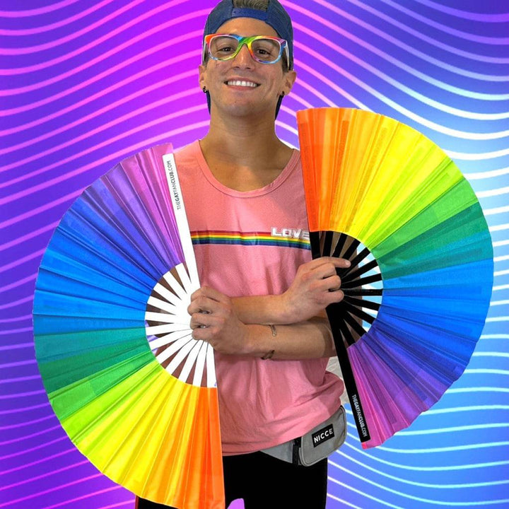 Over The Rainbow Fan (UV) - Best Pride Hand Fan - The Gay Fan Club