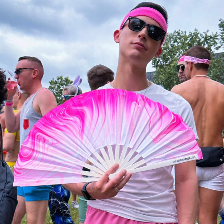 Pink Pussy Fan (UV) - Barbie-inspired Hand Fan - The Gay Fan Club