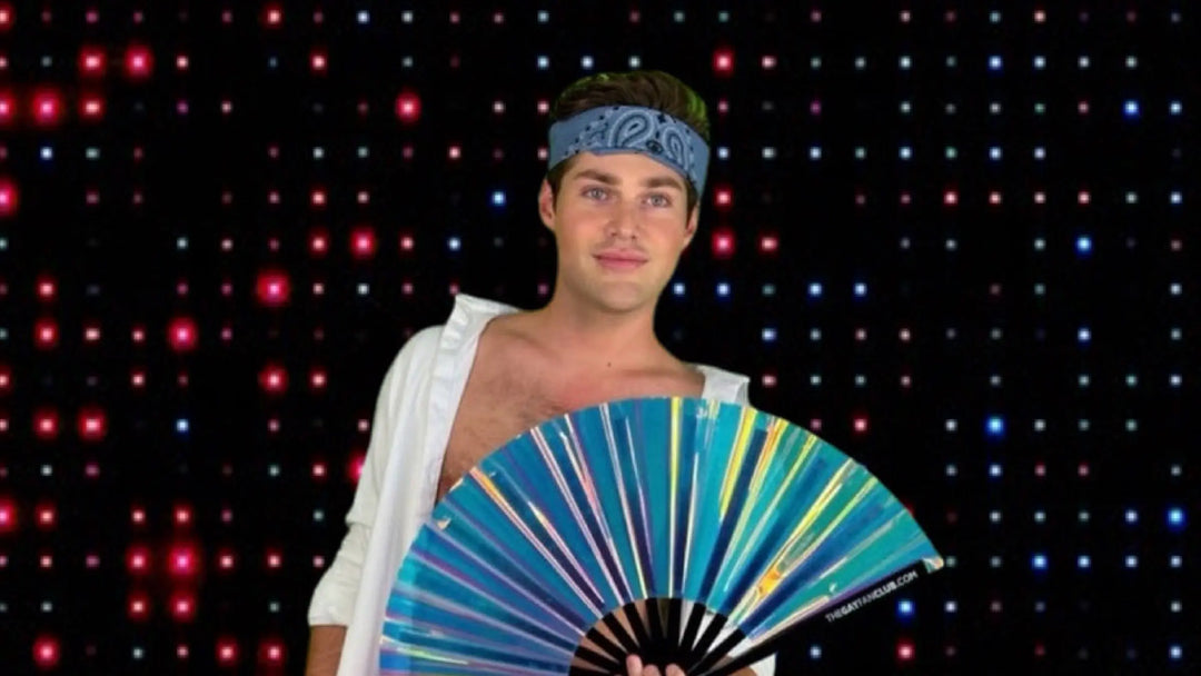 Iridescent Metallic Clack Fan at The Gay Fan Club