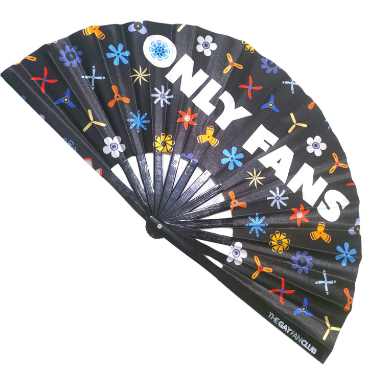 Black Bamboo "Only Fans" Clack Fan with Colorful Ceiling Fans Design for Raves and Pride