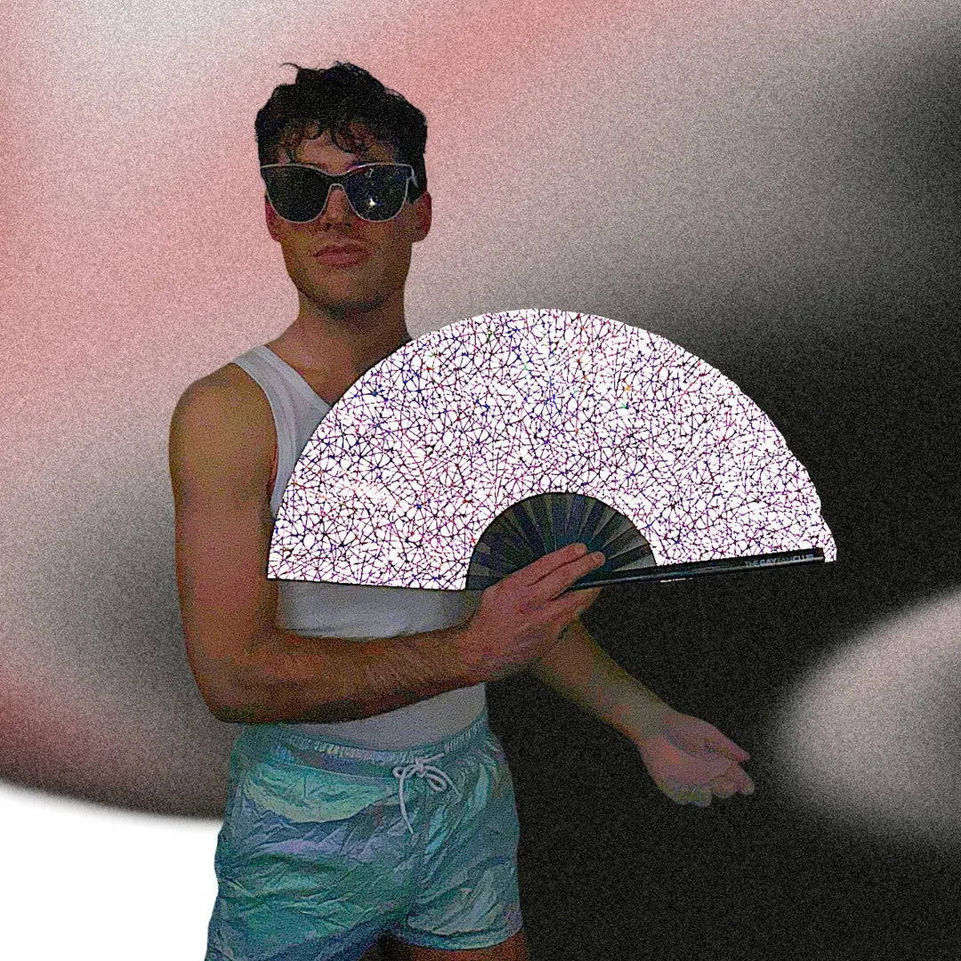 Discoteca Metallic Reflective Hand Fan The Gay Fan Club® Bamboo Clack Fan