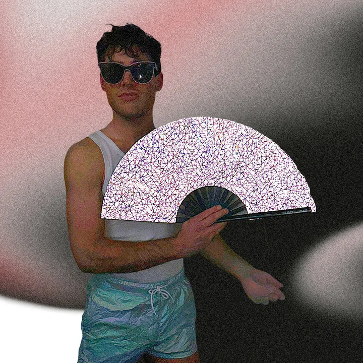 Discoteca Metallic Reflective Hand Fan The Gay Fan Club® Bamboo Clack Fan