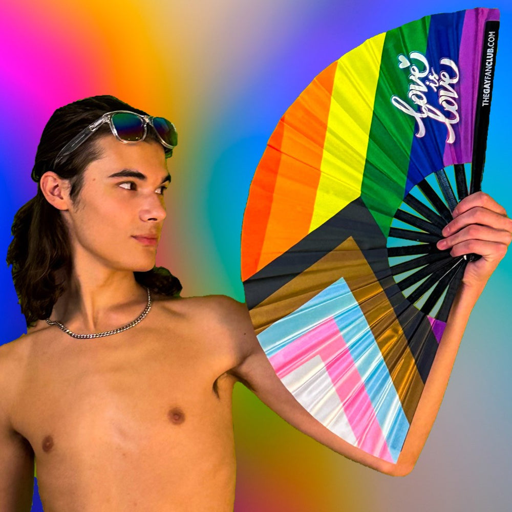 Love Is Love Rainbow Fan - Pride Hand Fans - The Gay Fan Club