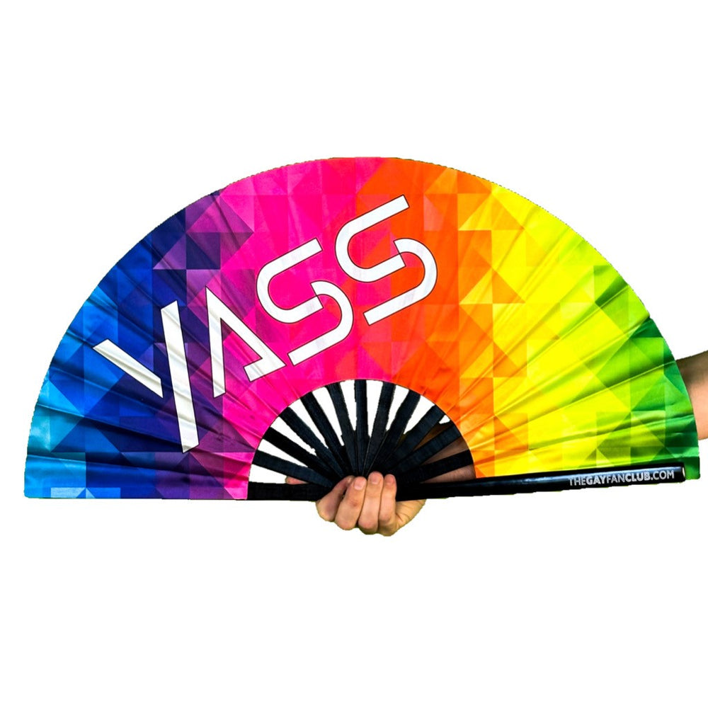 Yass Fan (UV) - UV-reactive Pride Hand Fan - The Gay Fan Club
