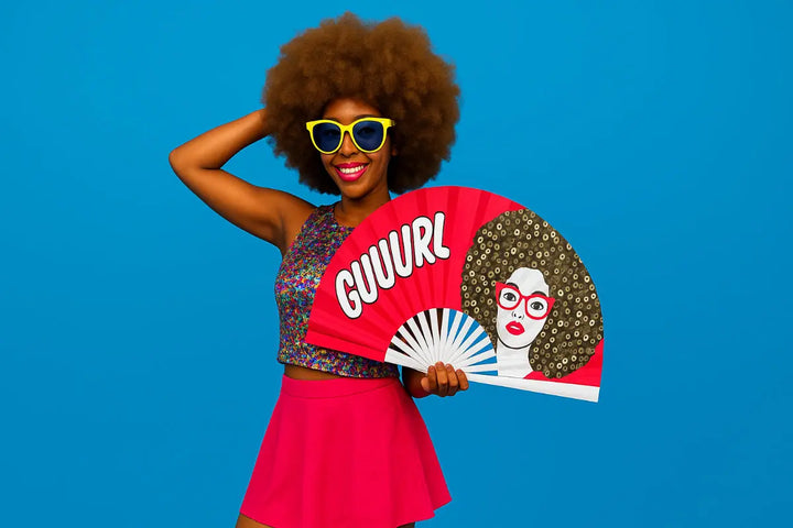 the gay fan club. bamboo hand fan. gurl fan