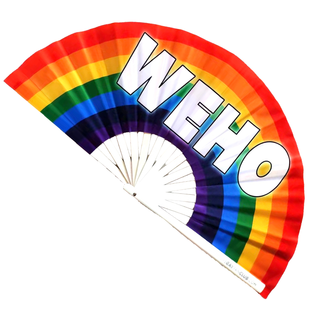 WeHo Rainbow Fan| The Gay Fan Club | Oversized Bamboo Clack Fan