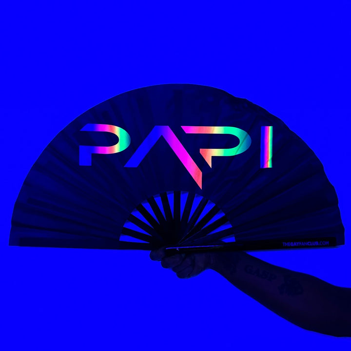 Black Bamboo "Papi" UV-Reactive Clack Fan for Latinx Pride and Nightlife