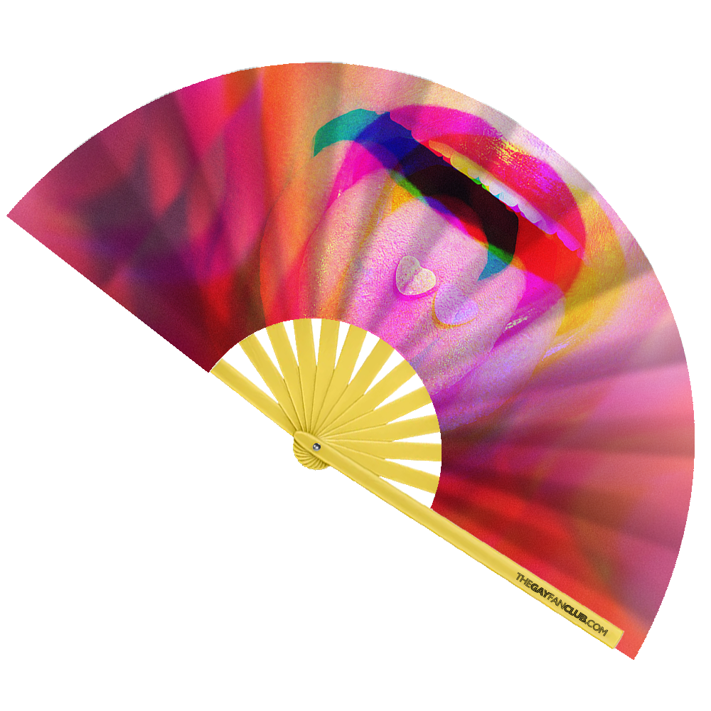 Oversized Rainbow Lips Kandi Bamboo Clack Fan for Raves