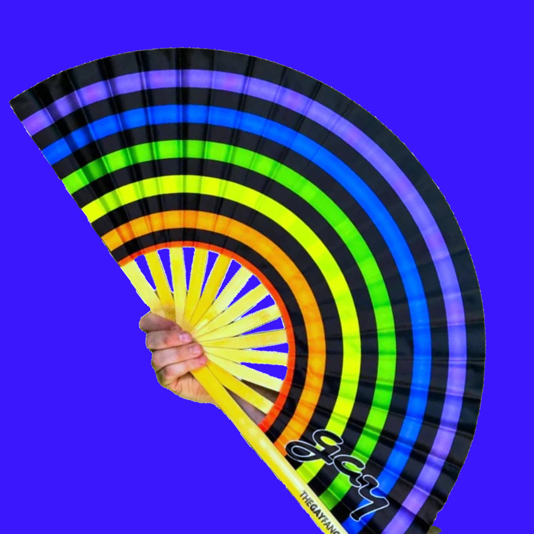 Electric Rainbow Fan | Rainbow Hand Fan for Pride | The Gay Fan Club