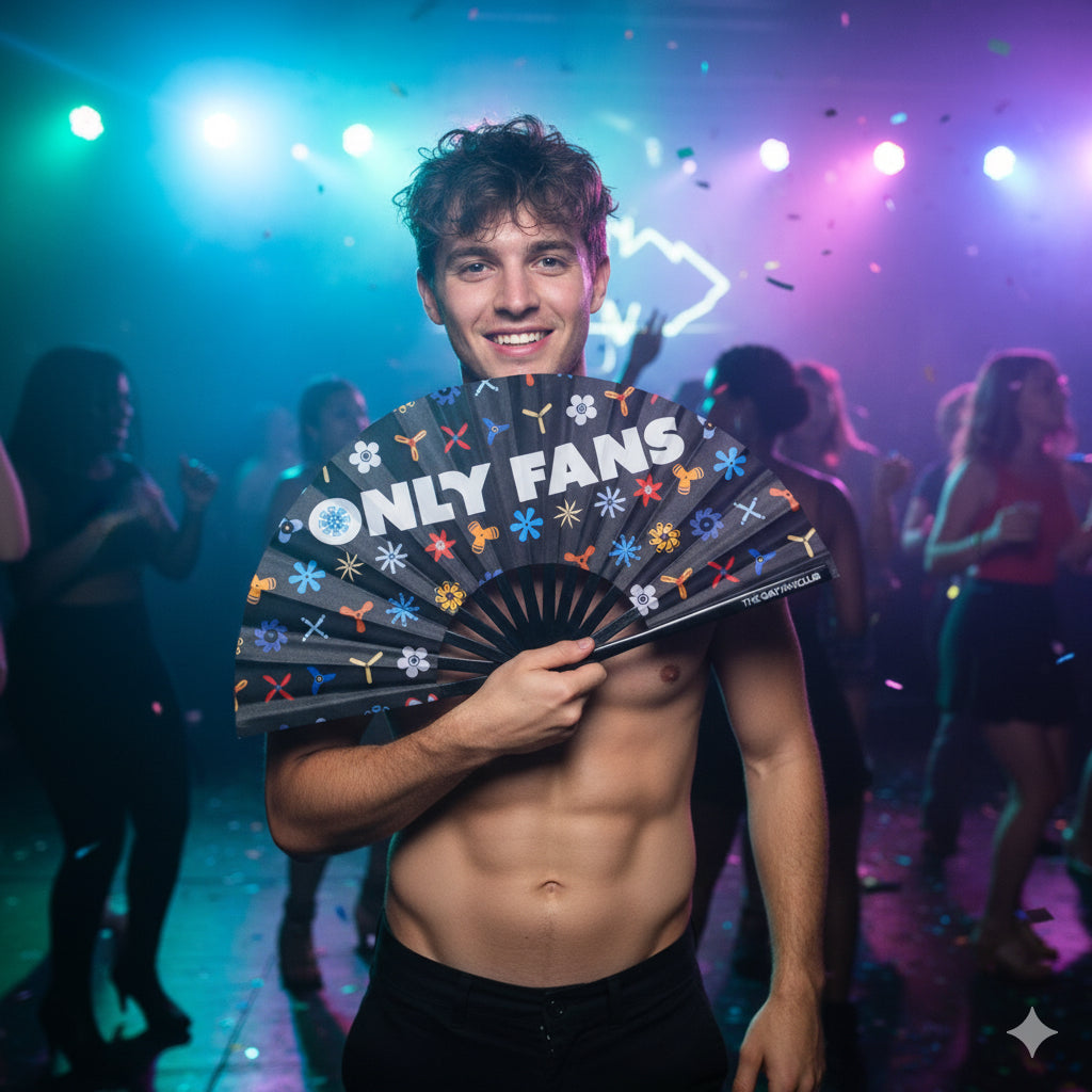 Black Bamboo "Only Fans" Clack Fan with Colorful Ceiling Fans Design for Raves and Pride