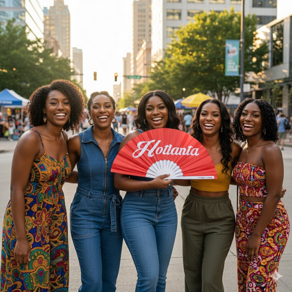 Hotlanta | Oversized Red Atlanta Bamboo Clack Fan at The Gay Fan Club