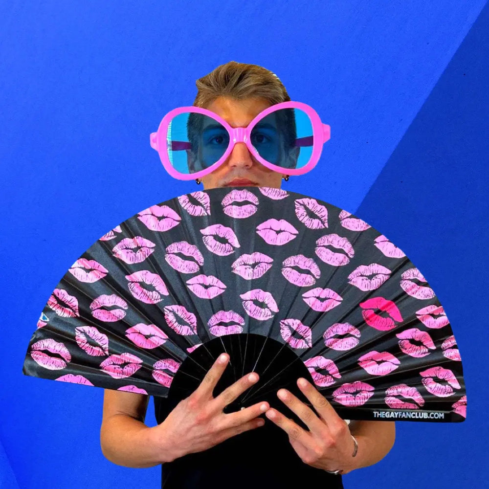 Kiss Me Fan| The Gay Fan Club | Oversized Bamboo Clack Fan
