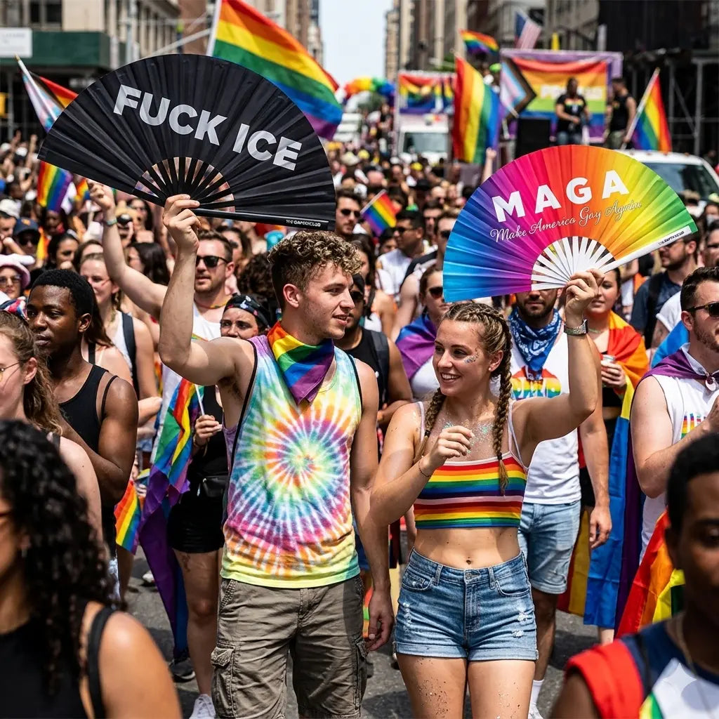 Fuck ICE Clack Fan The Gay Fan Club® Bamboo Clack Fan