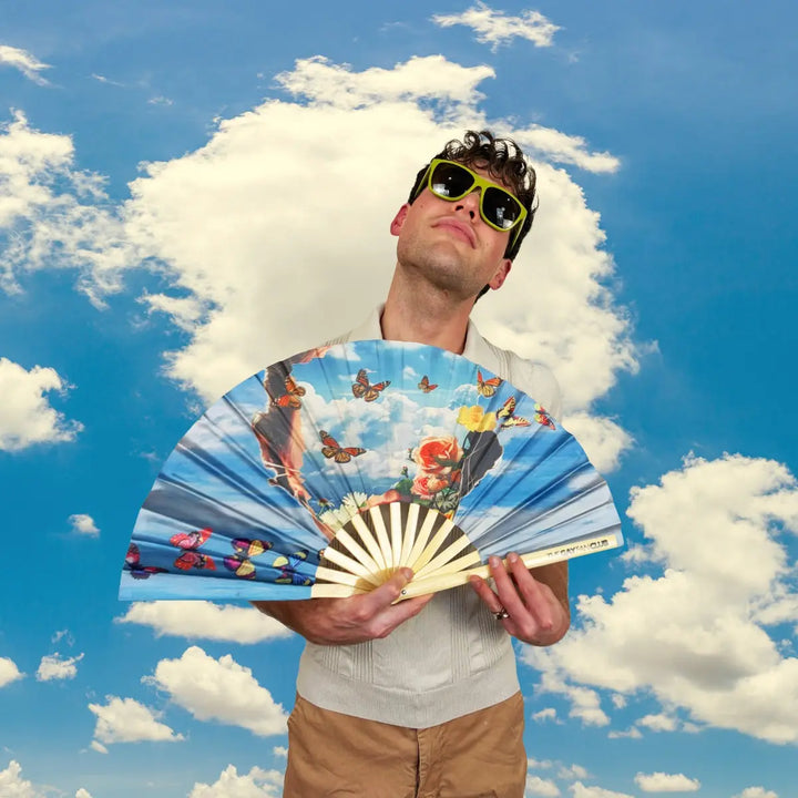 Head In The Clouds Fan The Gay Fan Club® Bamboo Clack Fan