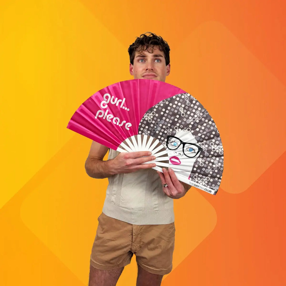 Gurl Please Fan (UV) The Gay Fan Club® Bamboo Clack Fan