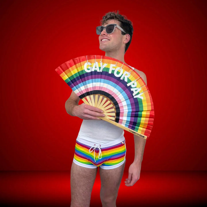 Gay For Pay Pride Clack Fan The Gay Fan Club® Bamboo Clack Fan