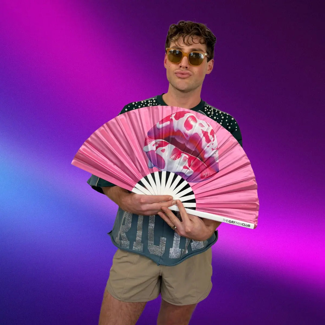 Taste The Rainbow Fan (UV) The Gay Fan Club® Bamboo Clack Fan