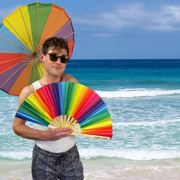 Rainbow Folding Fan The Gay Fan Club® Bamboo Clack Fan