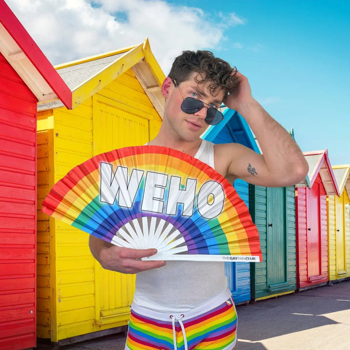 WeHo Rainbow Fan The Gay Fan Club® Bamboo Clack Fan