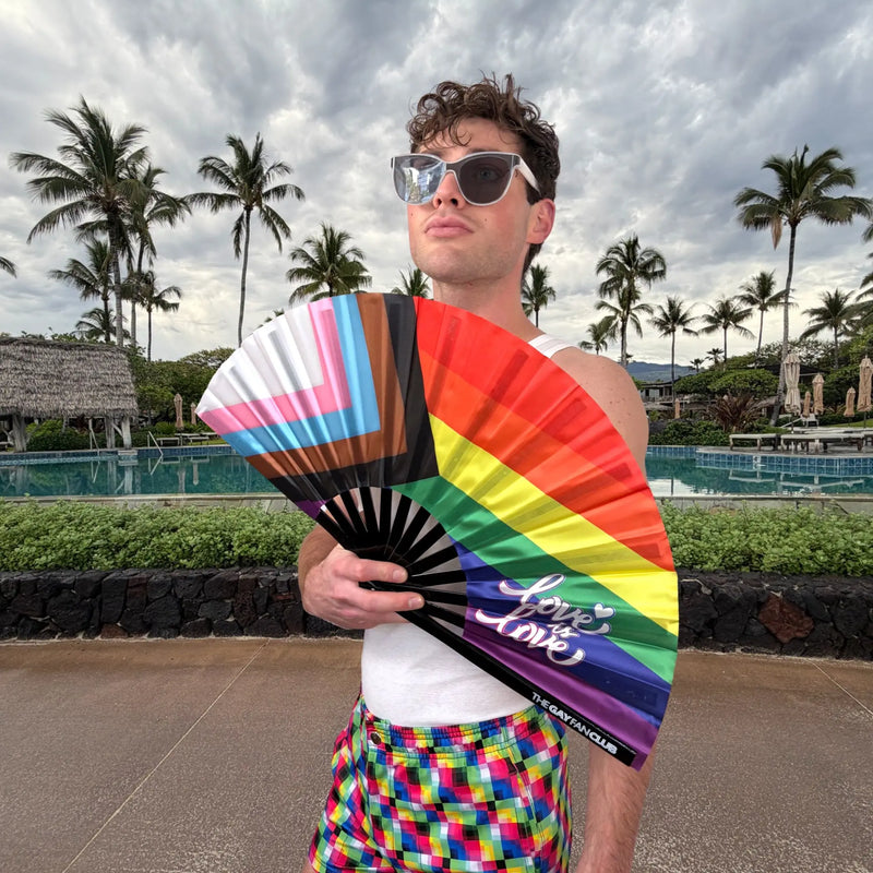 Pride Rainbow Flag Fan The Gay Fan Club® Bamboo Clack Fan