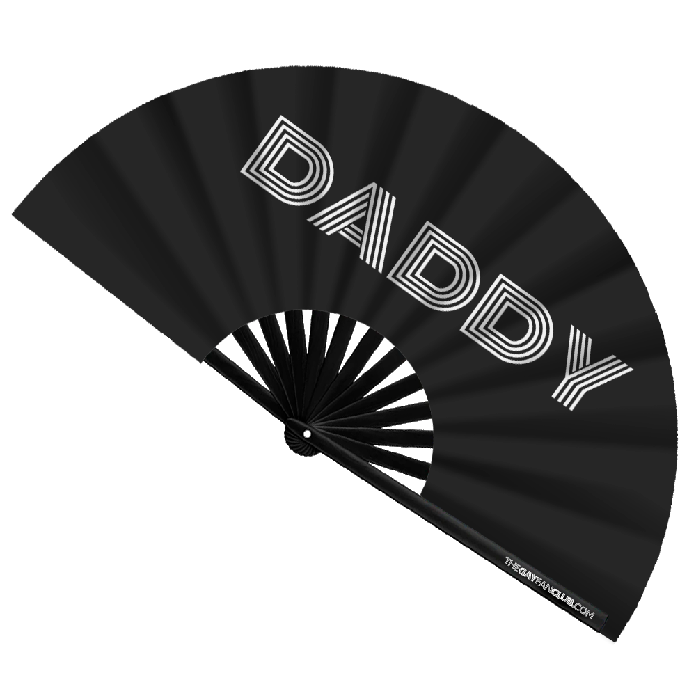 "Daddy" Black Oversized Clack Fan - Statement Bamboo Fan for Gay Events