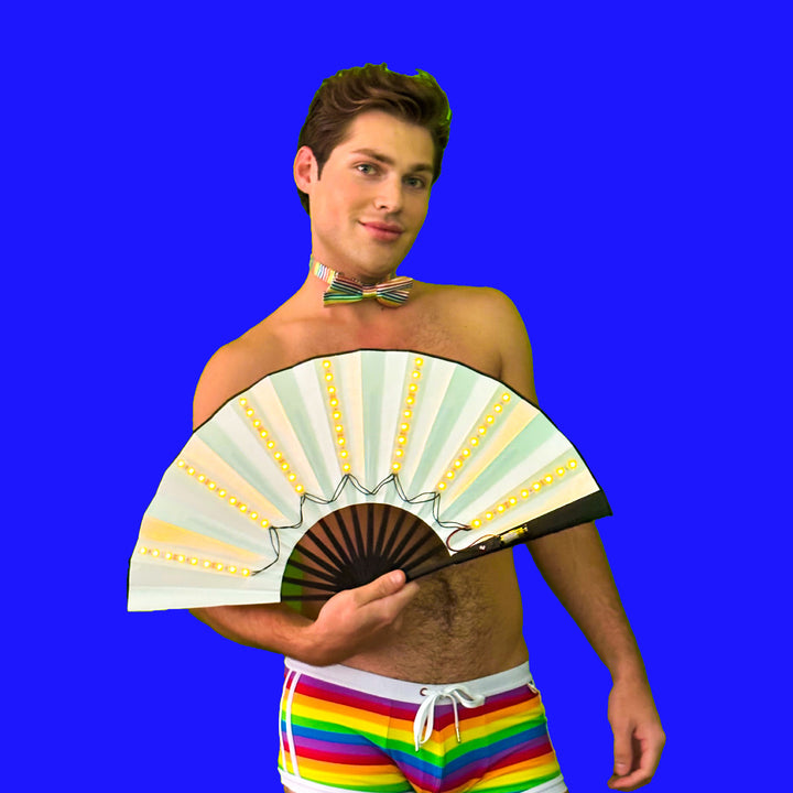 Gold LED Fan | Rave Hand Fan | The Gay Fan Club