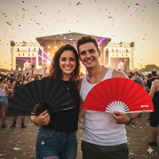 Oversized Deep Red Bamboo Clack Fan for Circuit Parties, Drag Shows, and Festivals