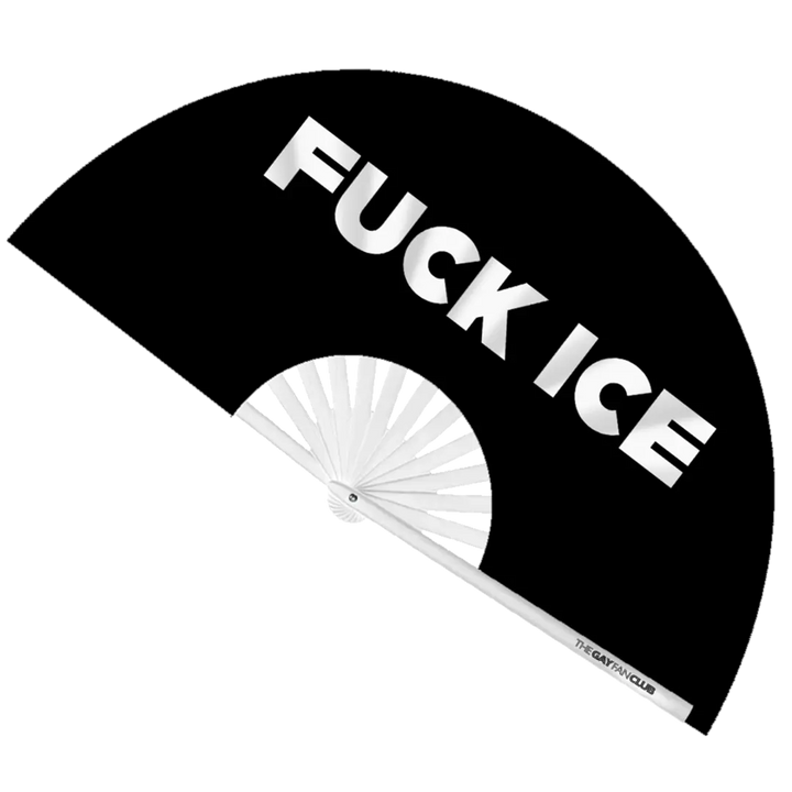 Fuck ICE Clack Fan The Gay Fan Club® Bamboo Clack Fan