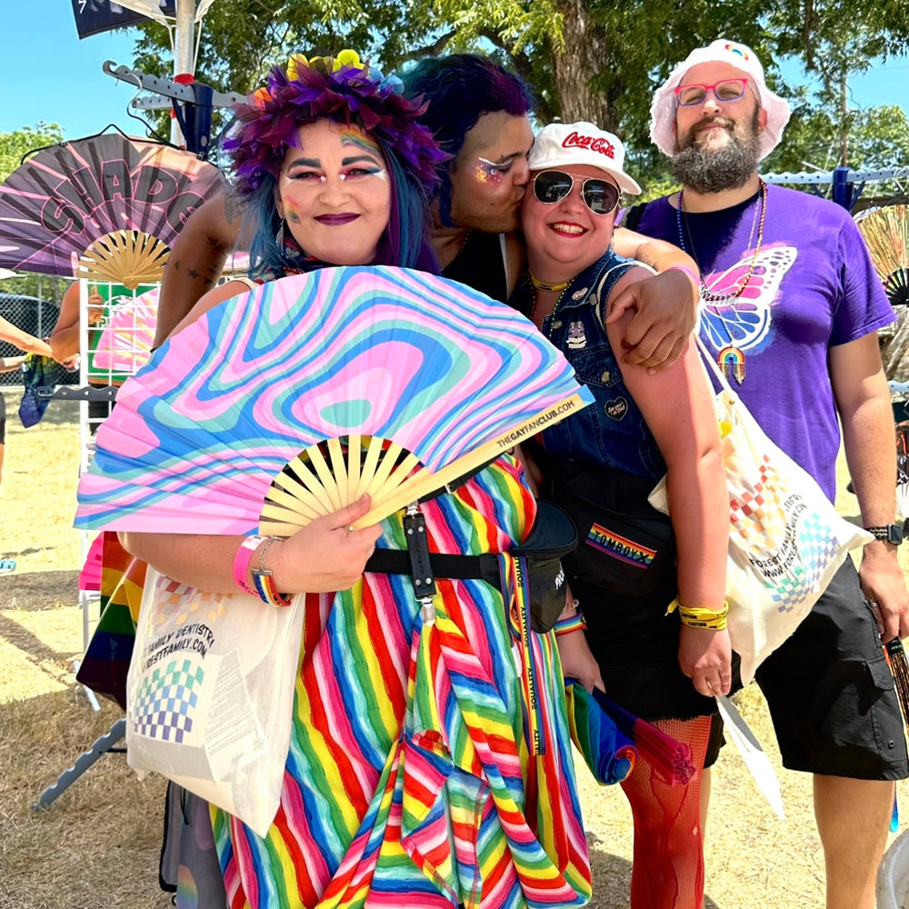 Psychedelic Trans Fan (UV) | Pride Hand Fans at  The Gay Fan Club