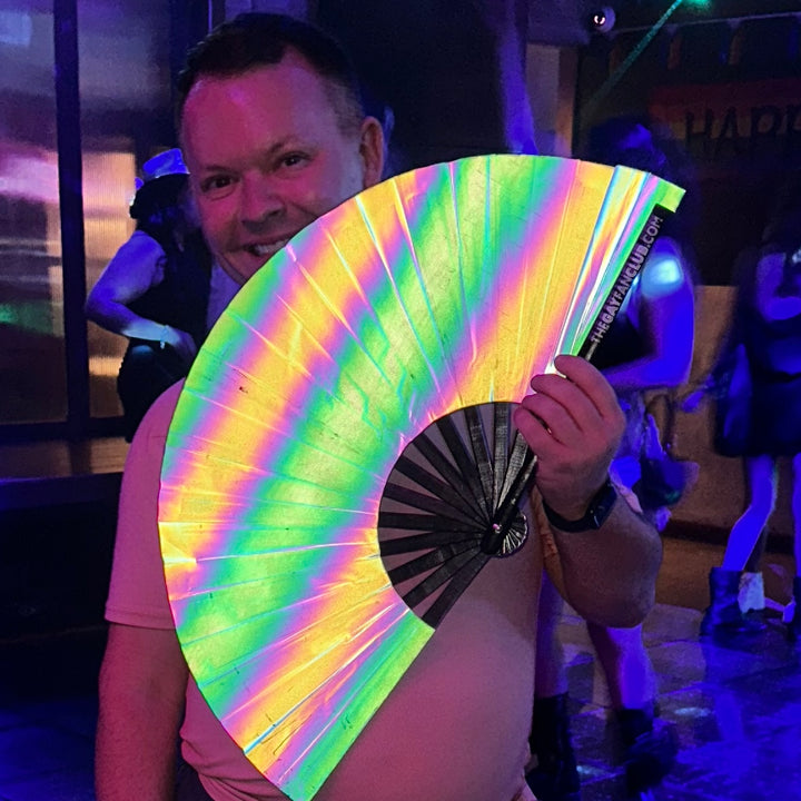 Lunar Eclipse Reflective Fan | Rave Hand Fan | The Gay Fan Club