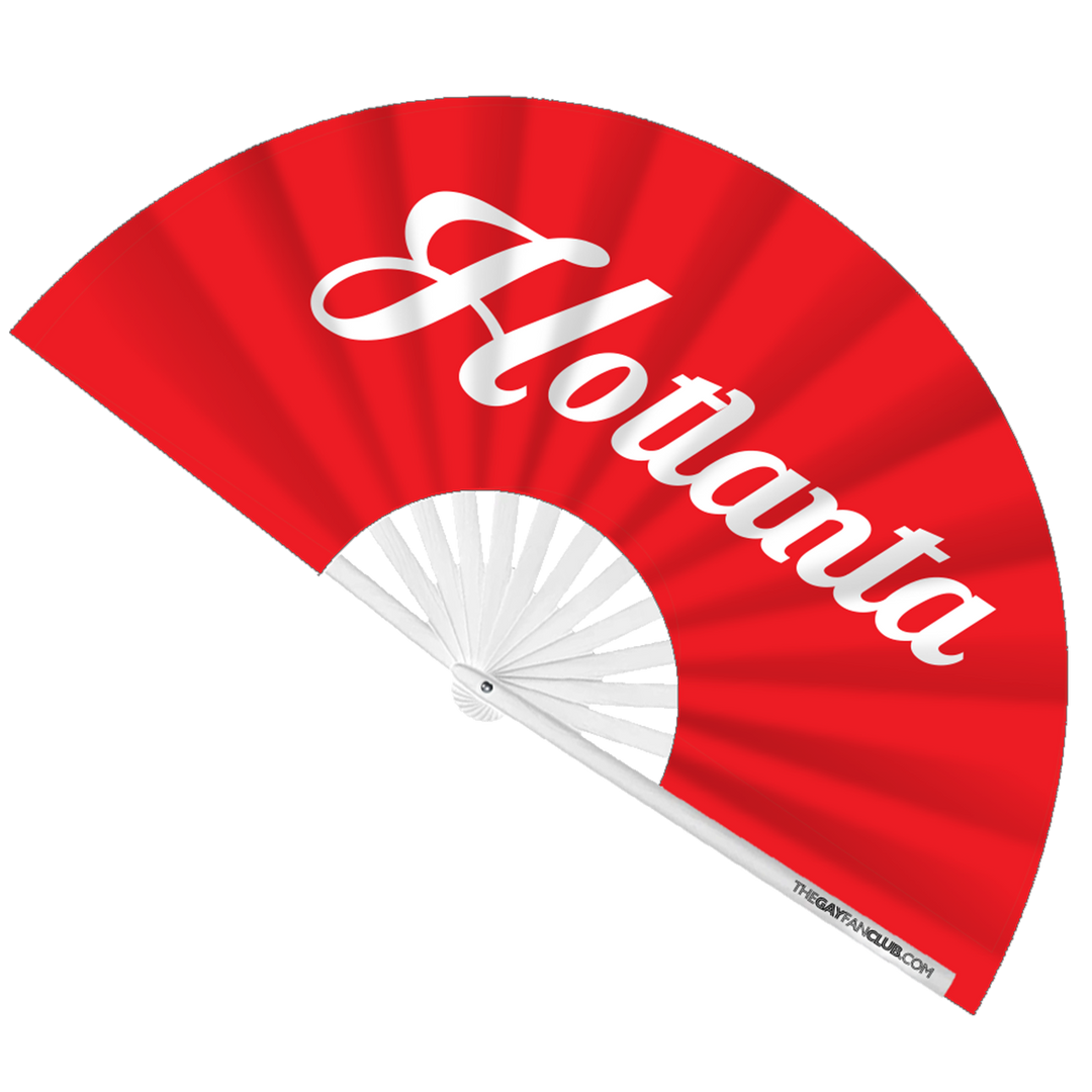 Hotlanta | Oversized Red Atlanta Bamboo Clack Fan at The Gay Fan Club