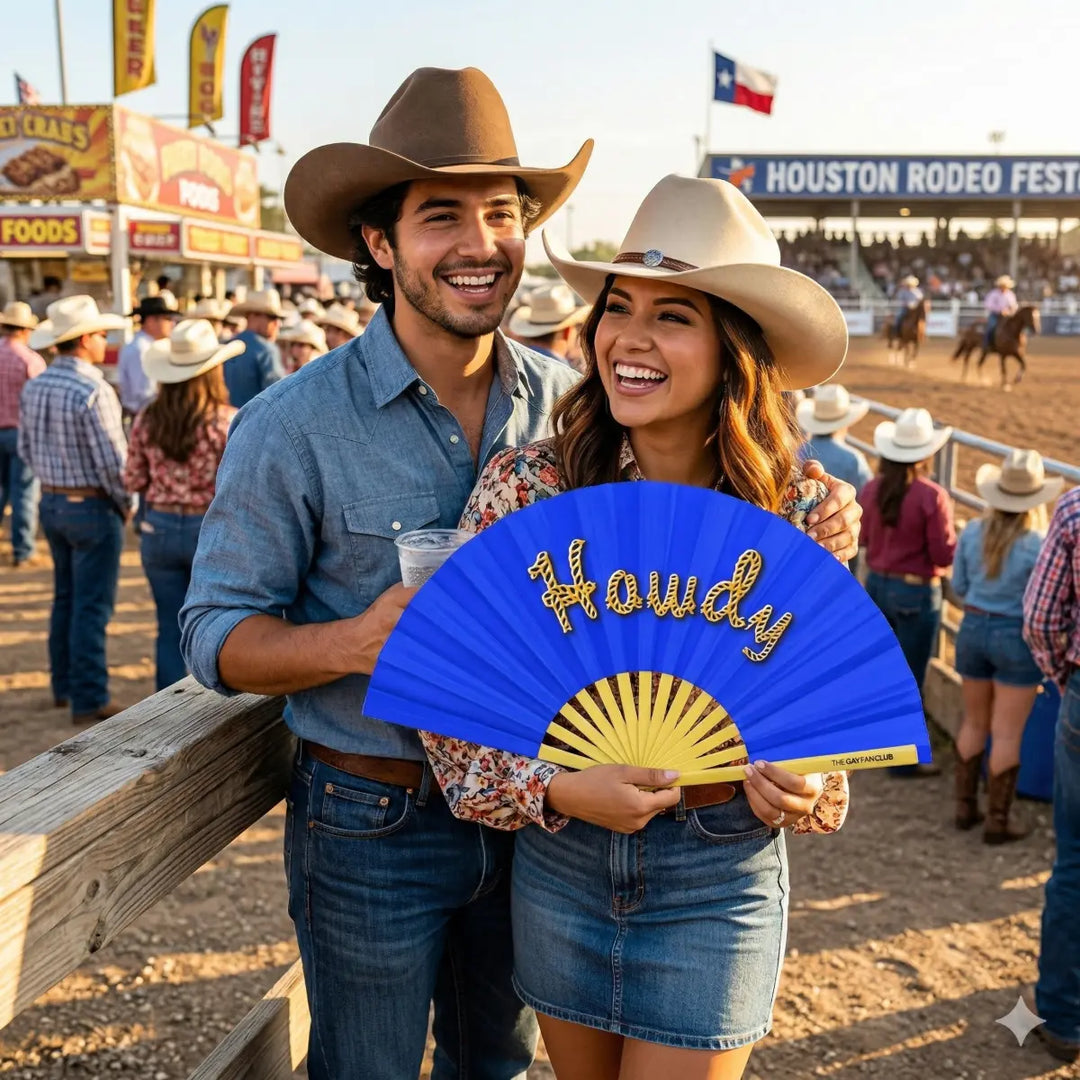 Howdy Fan (UV) The Gay Fan Club® Bamboo Clack Fan