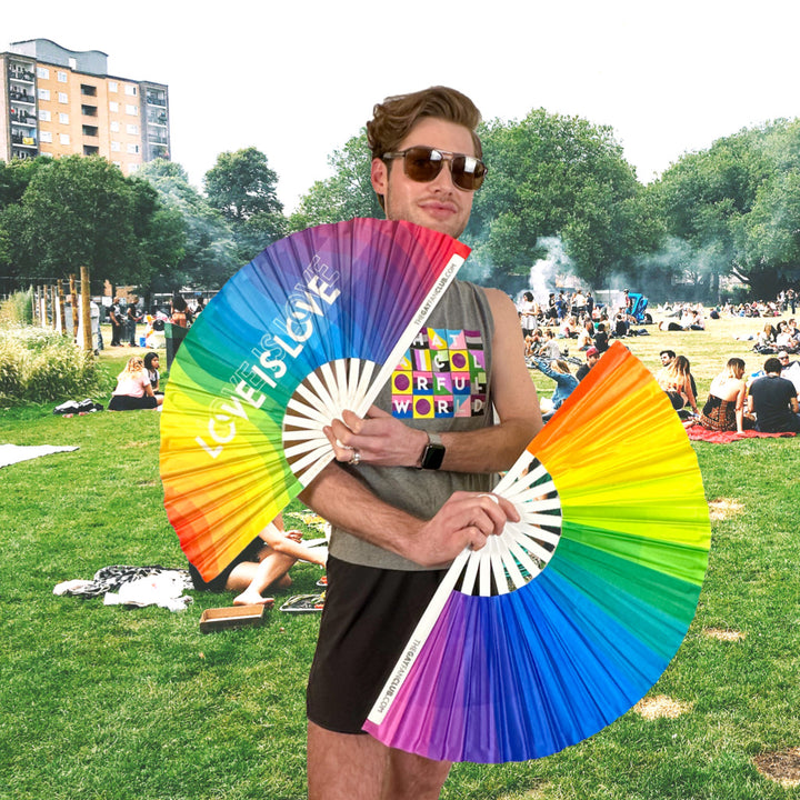 Love Is Love Rainbow Fan | Pride Rainbow Fan | The Gay Fan Club