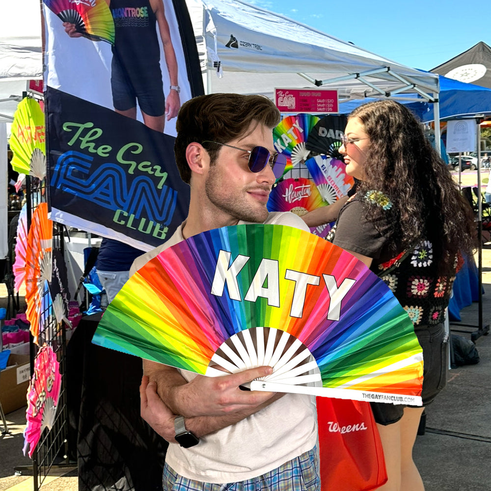 Katy Rainbow Fan | Katy, TX, Hand Fan | The Gay Fan Club 