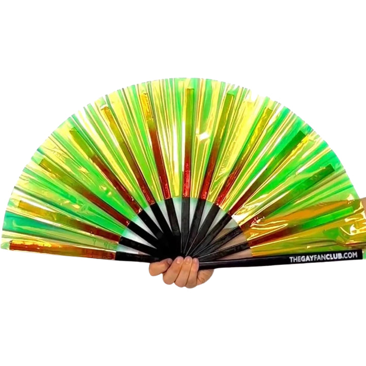 Gold Shimmer Fan Holographic Bamboo Rave Fan -The Gay Fan Club® 