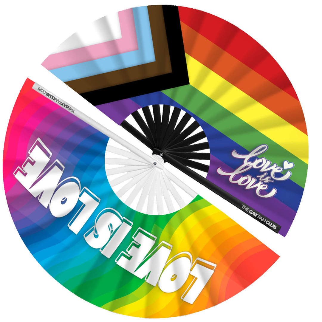 Love Is Love Essentials 2 Pack| The Gay Fan Club | Oversized Bamboo Clack Fan