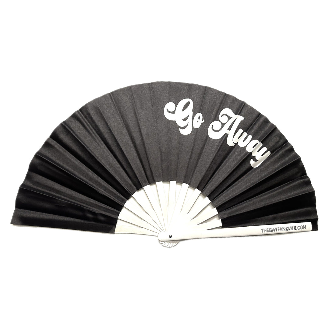 Go Away Fan - Black Folding Fan - The Gay Fan Club