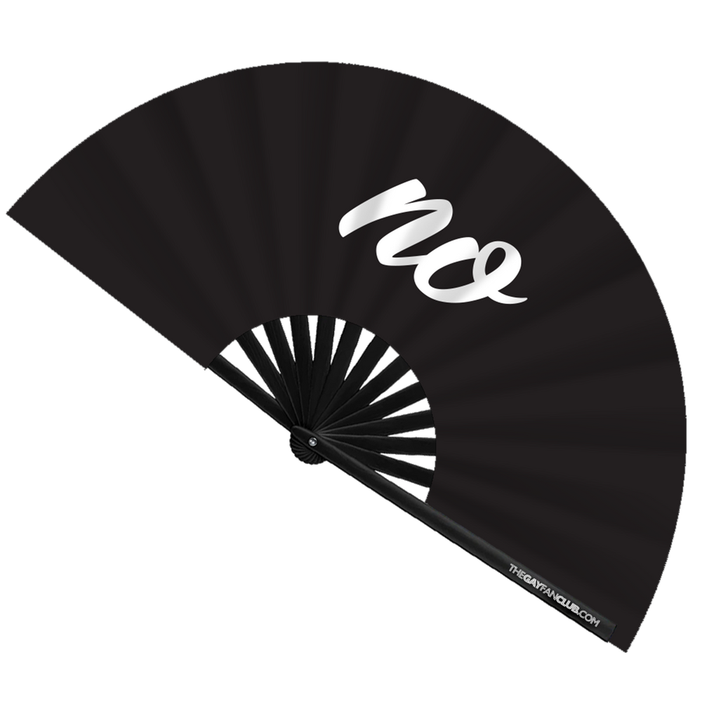 Oversized Black and White "No" Slogan Bamboo Clack Fan for Shade and Raves