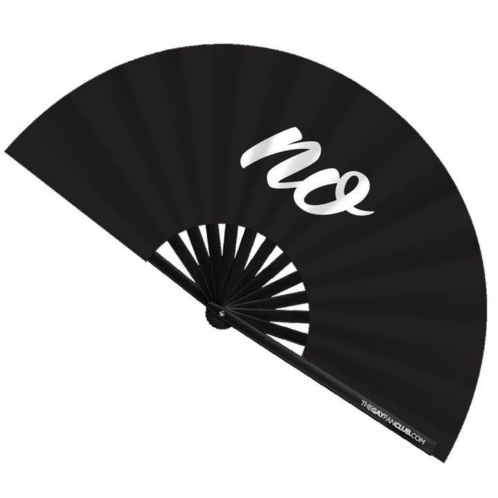 Oversized Black and White "No" Slogan Bamboo Clack Fan for Shade and Raves