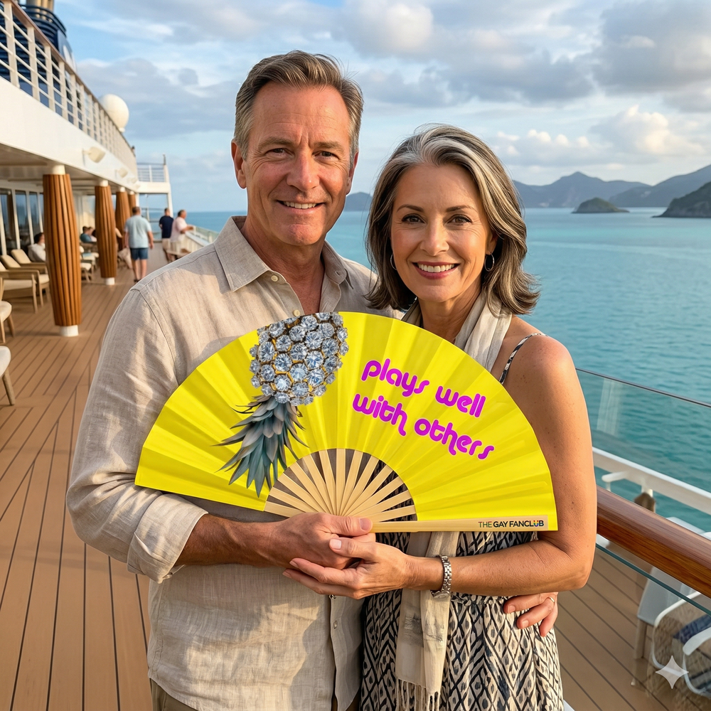 Pineapple Play Fan| The Gay Fan Club | Oversized Bamboo Clack Fan