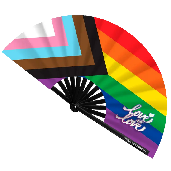 Oversized Classic Rainbow Flag Bamboo Clack Fan for Pride Parades and LGBTQ+ Rallies