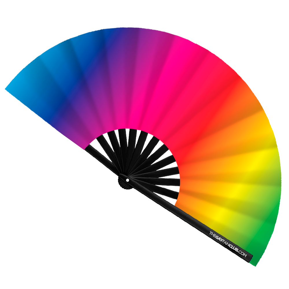 Oversized UV-Reactive Rainbow Clack Fan for Raves, Festivals, and Dance Parties