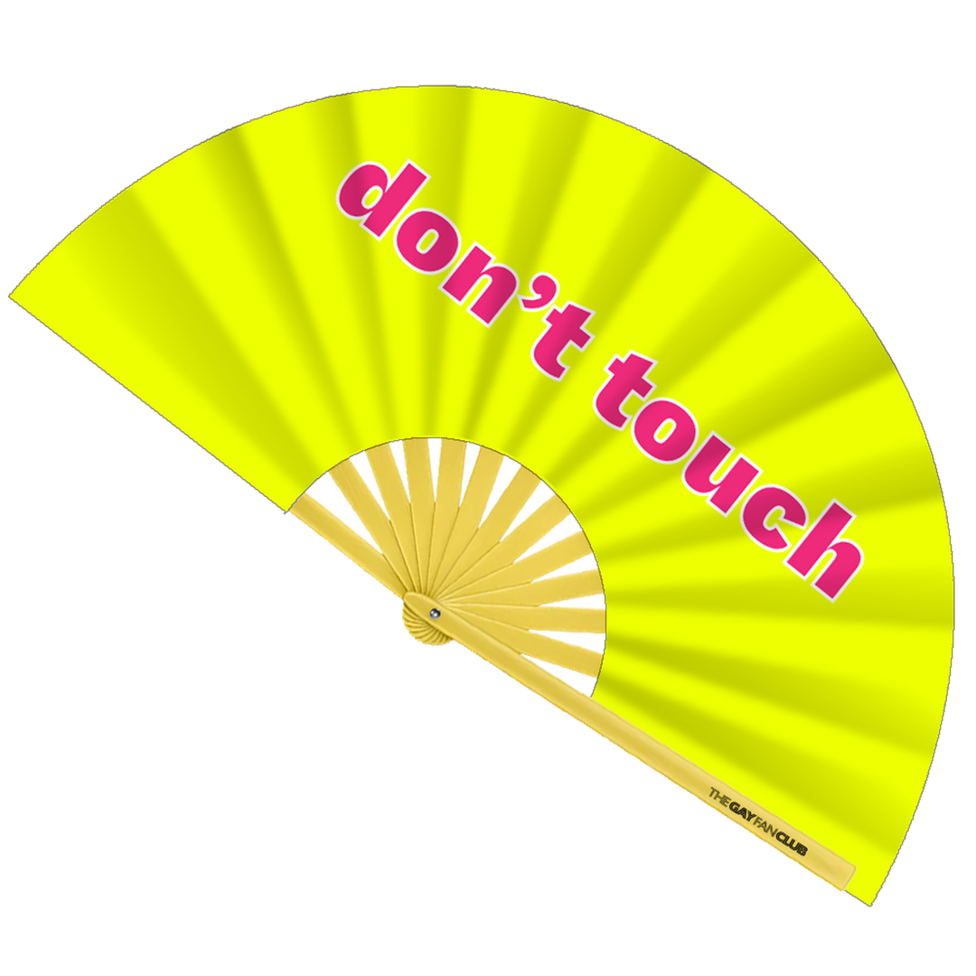 Don't Touch Fan (UV)| The Gay Fan Club | Oversized Bamboo Clack Fan