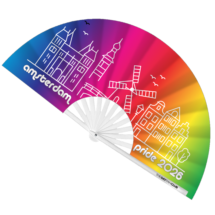 Amsterdam Pride 2026 (UV)| The Gay Fan Club | Oversized Bamboo Clack Fan
