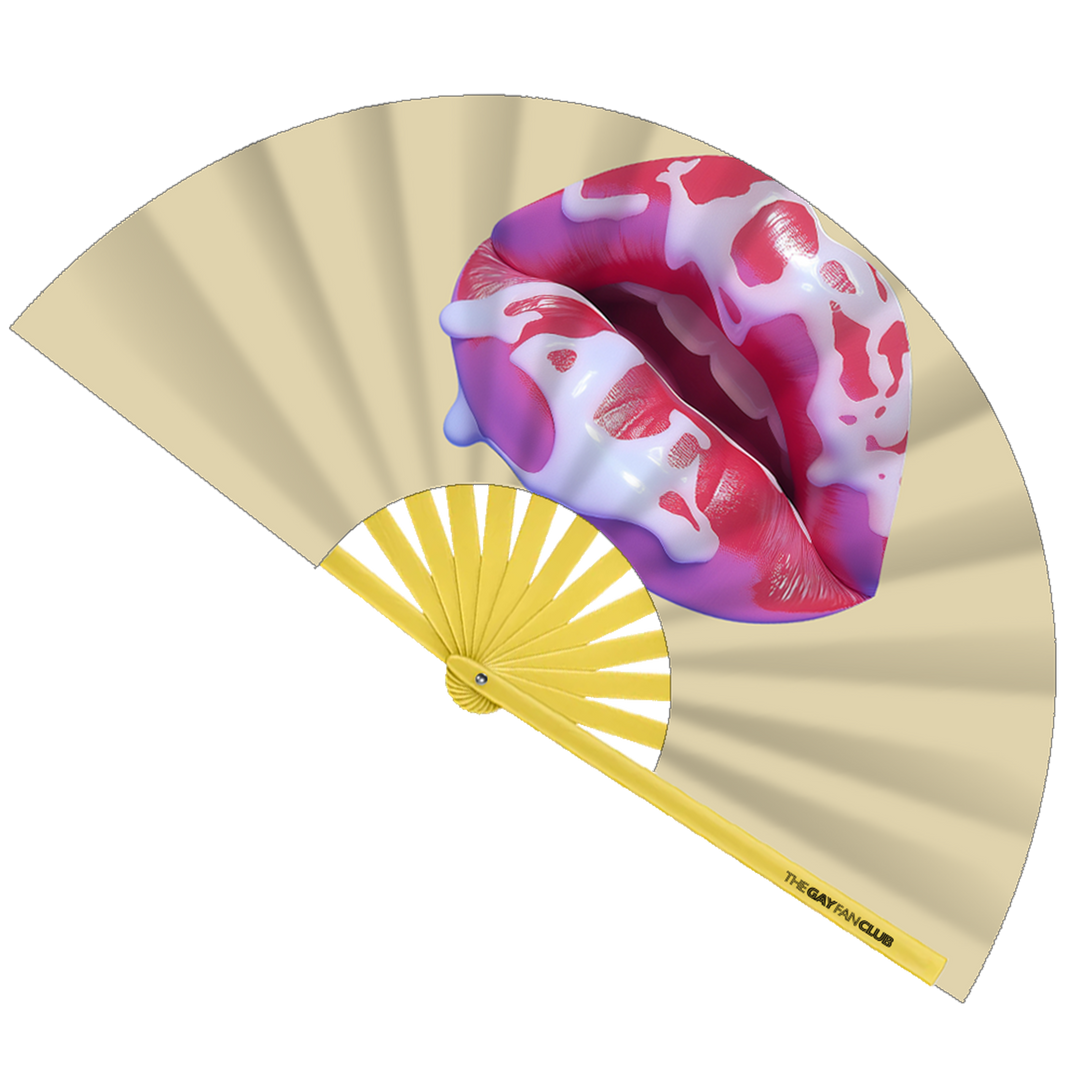 Taste The Rainbow Fan (Natural) | The Gay Fan Club | Oversized Bamboo Clack Fan